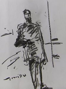 223x300 Jose Trujillo Modern Expressionism Original Charcoal Drawing Man - Expressionism Sketch