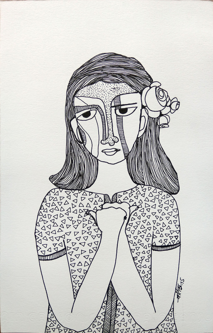 690x1078 All Roses Are Mine - Expressionism Sketch