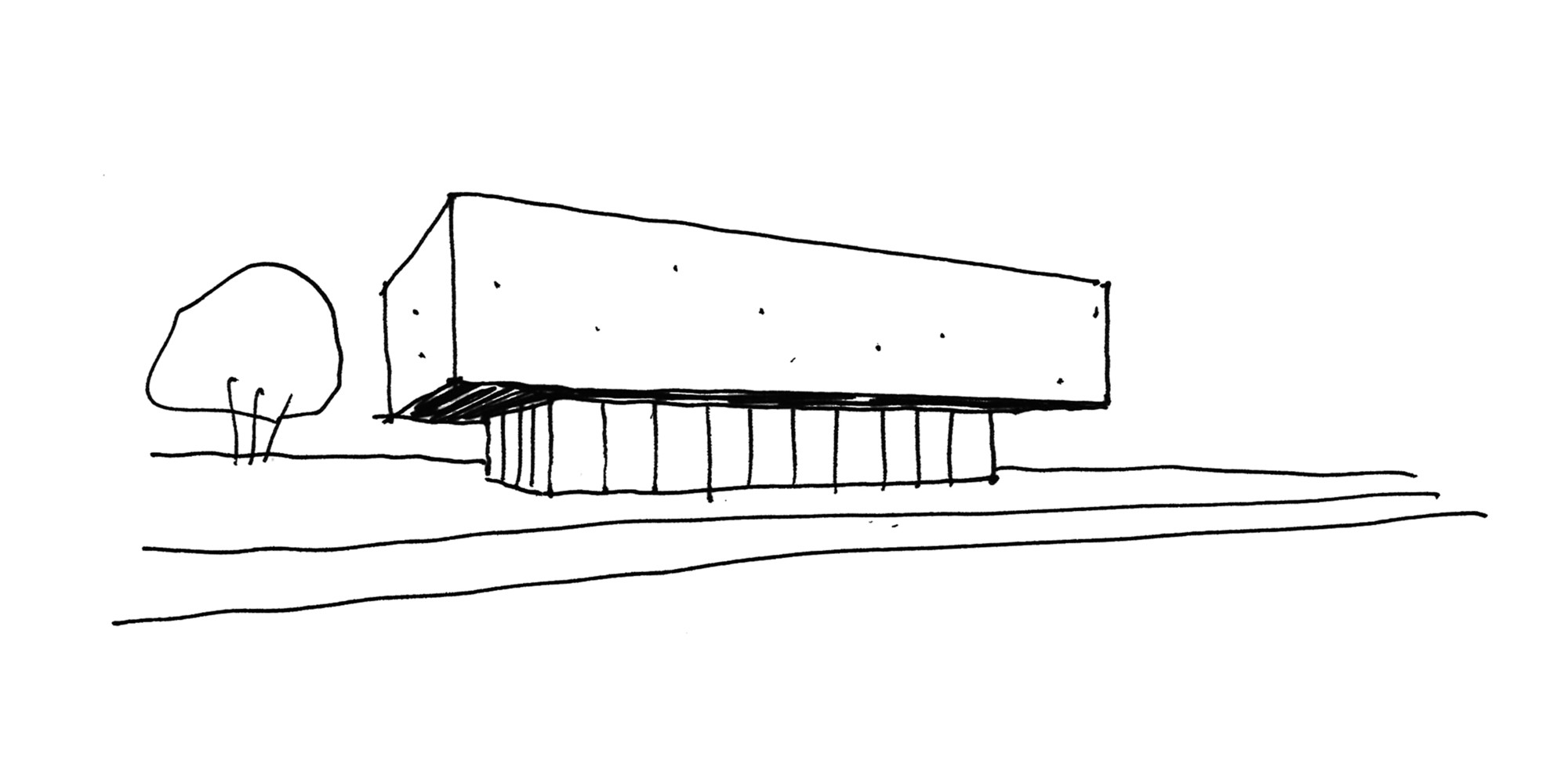 2000x980 Gallery Of Georges Cormier Highschool Extension Ateliers - Extension Sketch