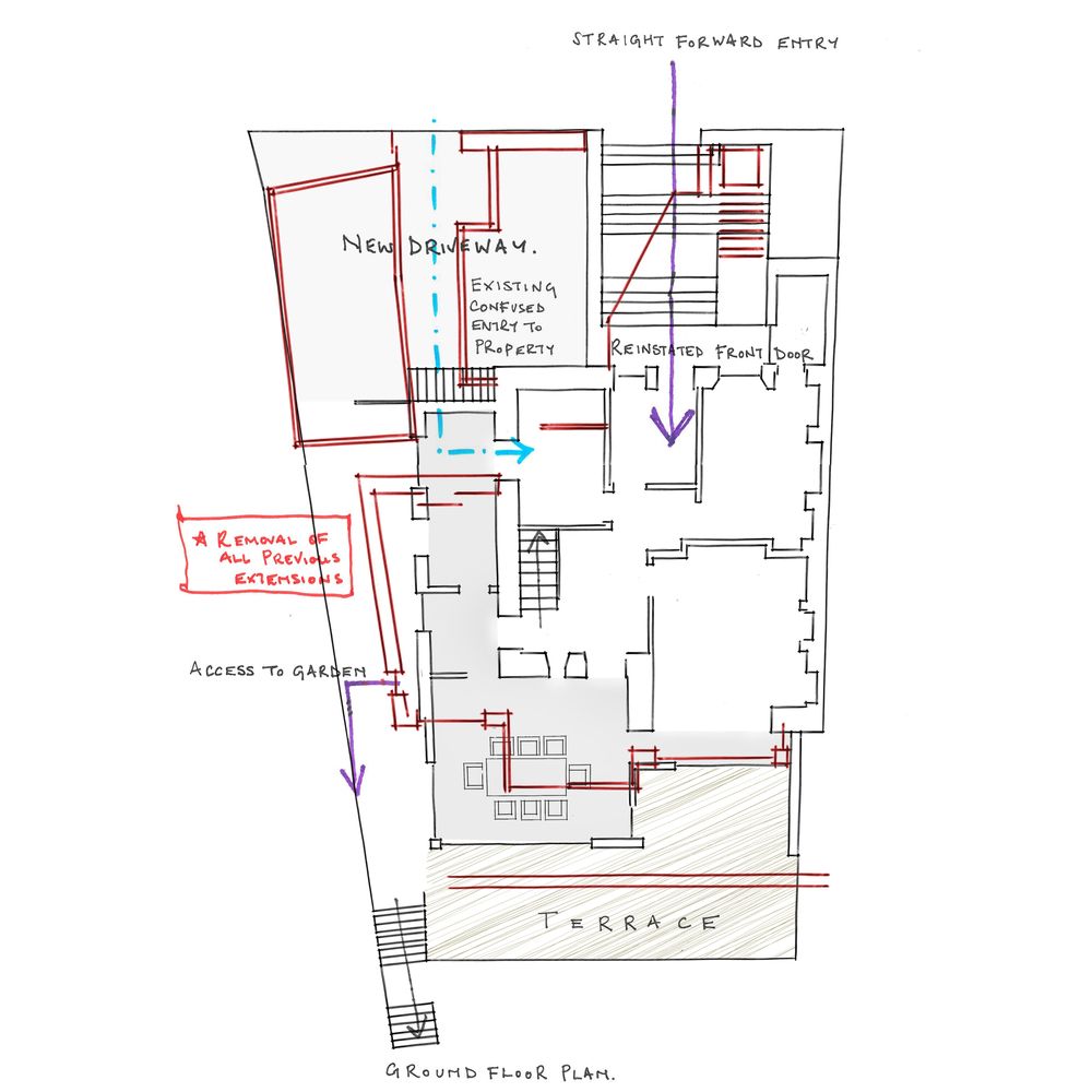 1000x1000 Garden Room Family Extension - Extension Sketch