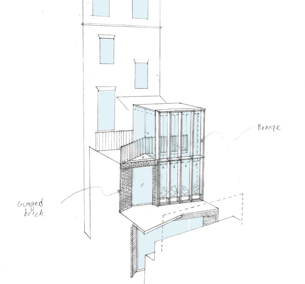 1035x964 Westminster House Extension Architect Architecture For London - Extension Sketch