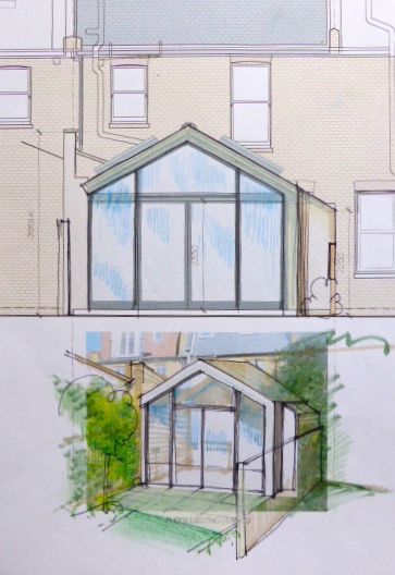 363x528 Sketch Design For Rear Extension In Sw14 By Vc Design House1 - Extension Sketch