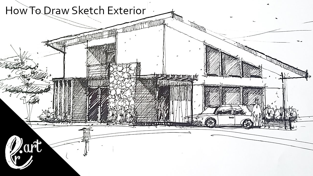 1280x720 How To Draw Sketch Exterior - Exterior Sketch