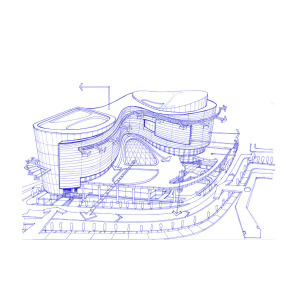 300x300 Exterior Sketch Of A Shopping Mall - Exterior Sketch