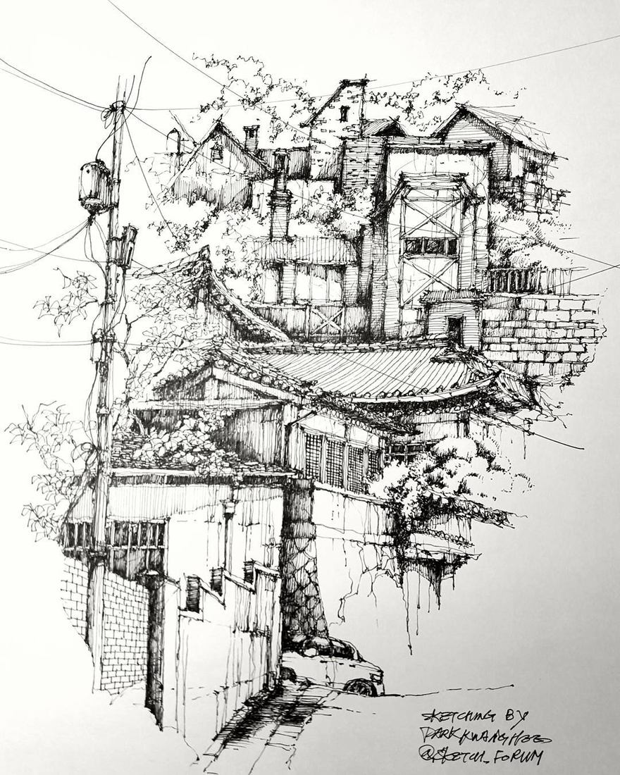 880x1100 Design Stack A Blog About Art, Design And Architecture - Exterior Sketch