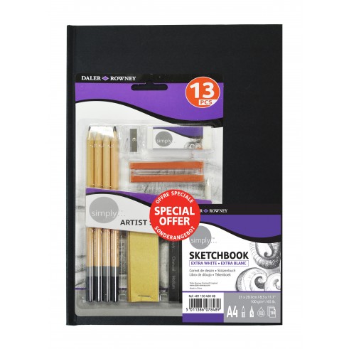 491x491 Daler Rowney Simply Hardback Sketchbook A4 With 13 Pc Sketch Set - Extra Sketch