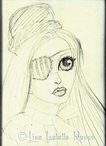 367x504 The Fine Art And Ramblings Of Lisa Isabella Russo Wip Marigold - Eye Patch Sketch