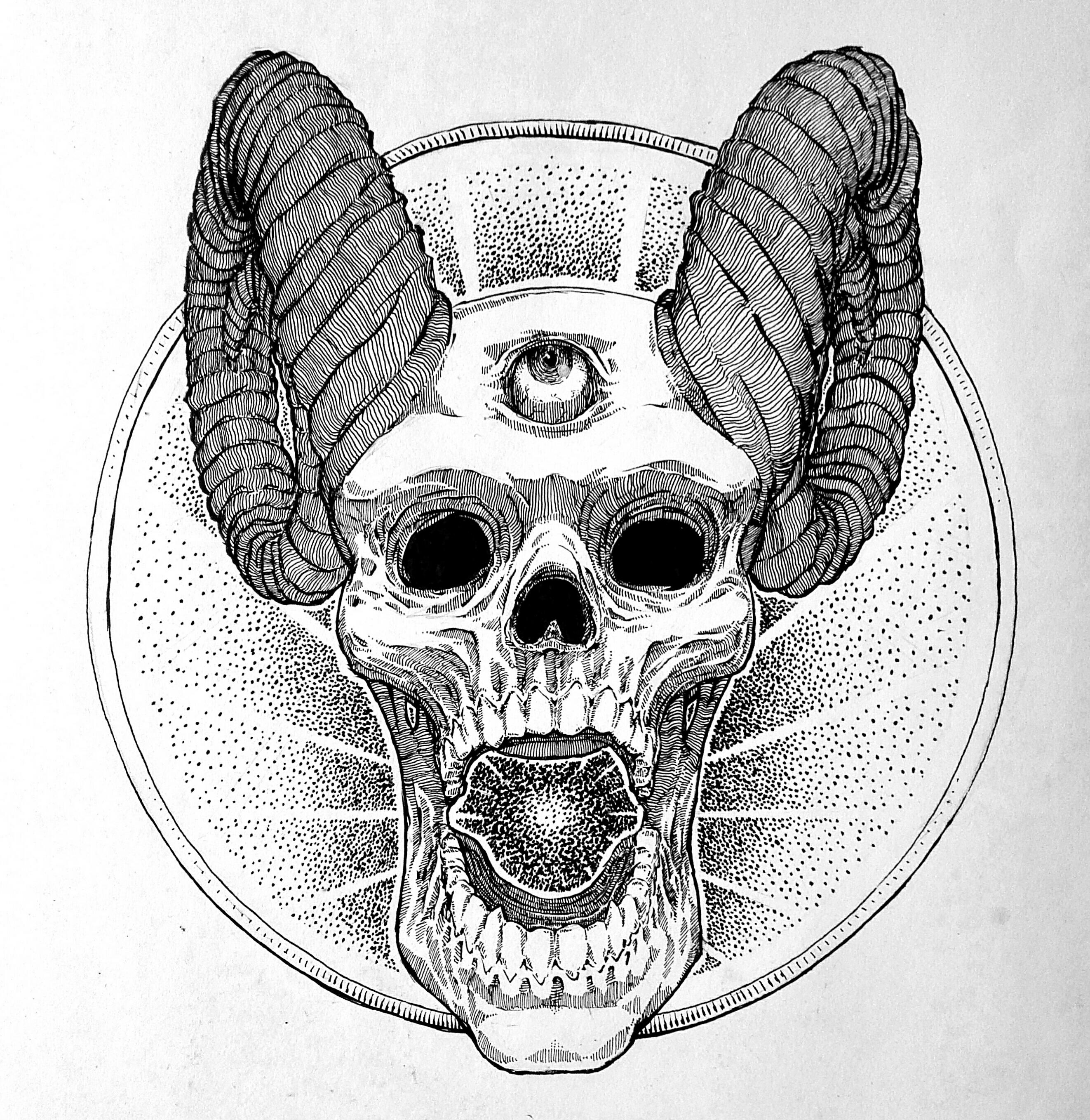 2644x2715 Third Eye, Pen And Ink, A3 Art - Eye Pen Sketch