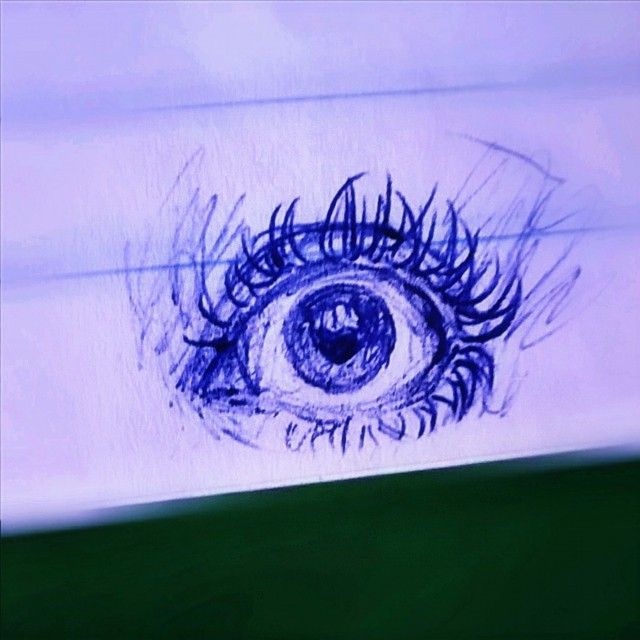 640x640 Blue Eye Pen Sketch - Eye Pen Sketch