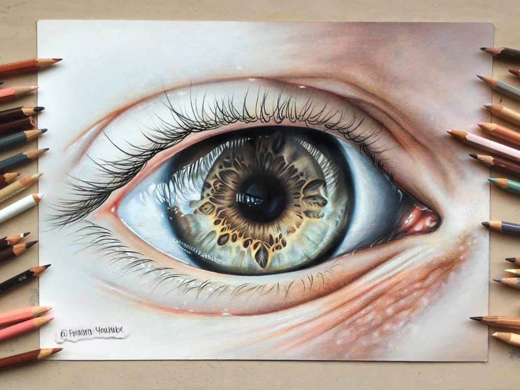 1024x768 Realistic Eye Drawing By Polaara - Eye Sketch Drawing