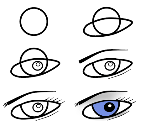450x402 Drawing Cartoon Eyes - Eye Sketch Step By Step