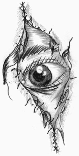 255x500 Black Grey Stitched Eye Tattoo Sketch Tattoo Ideas - Eye Tattoo Sketch