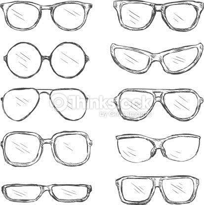 413x415 Vector Art Vector Set Of Sketch Eyeglass Frames Pr Clear View - Eyeglasses Sketch