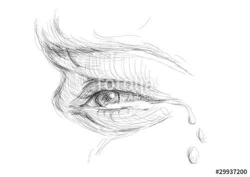 500x353 Eye In Tears Realistic Sketch (Not Auto Traced) Stock Image And - Eyes With Tears Sketch