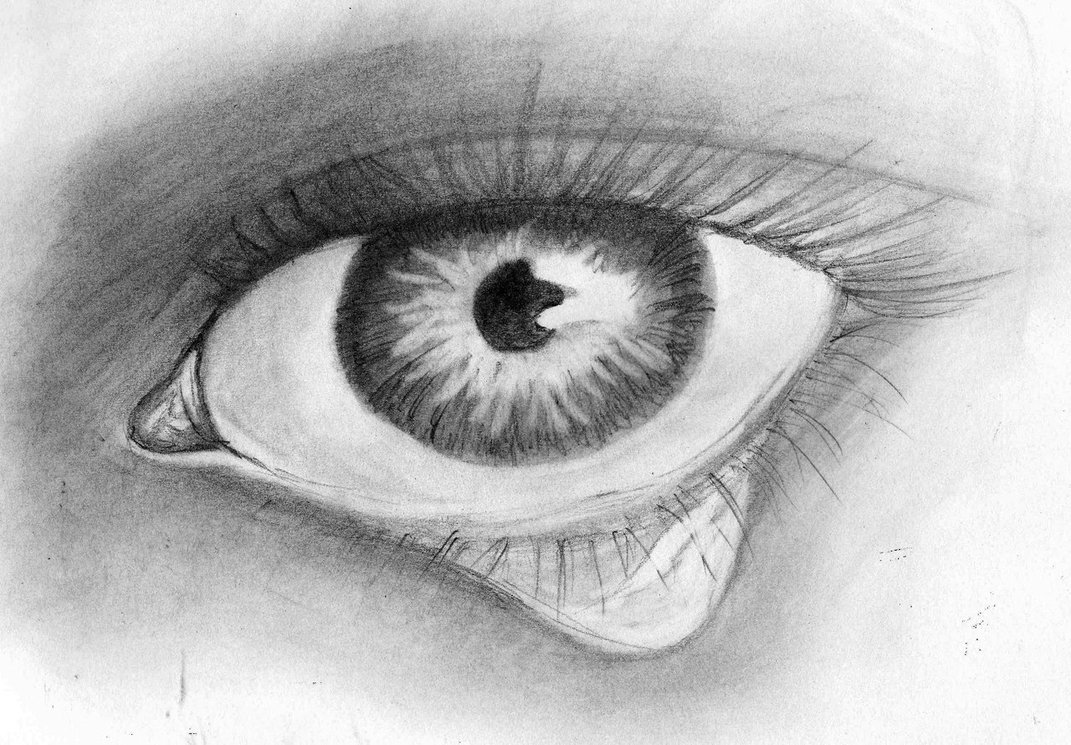 1071x745 Tear Eye Sketch By Emohoodiedude - Eyes With Tears Sketch