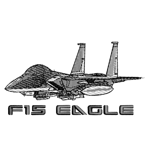 500x500 F15 F 15 Strike Eagle Military Plane Embroidery Design - F 15 Sketch
