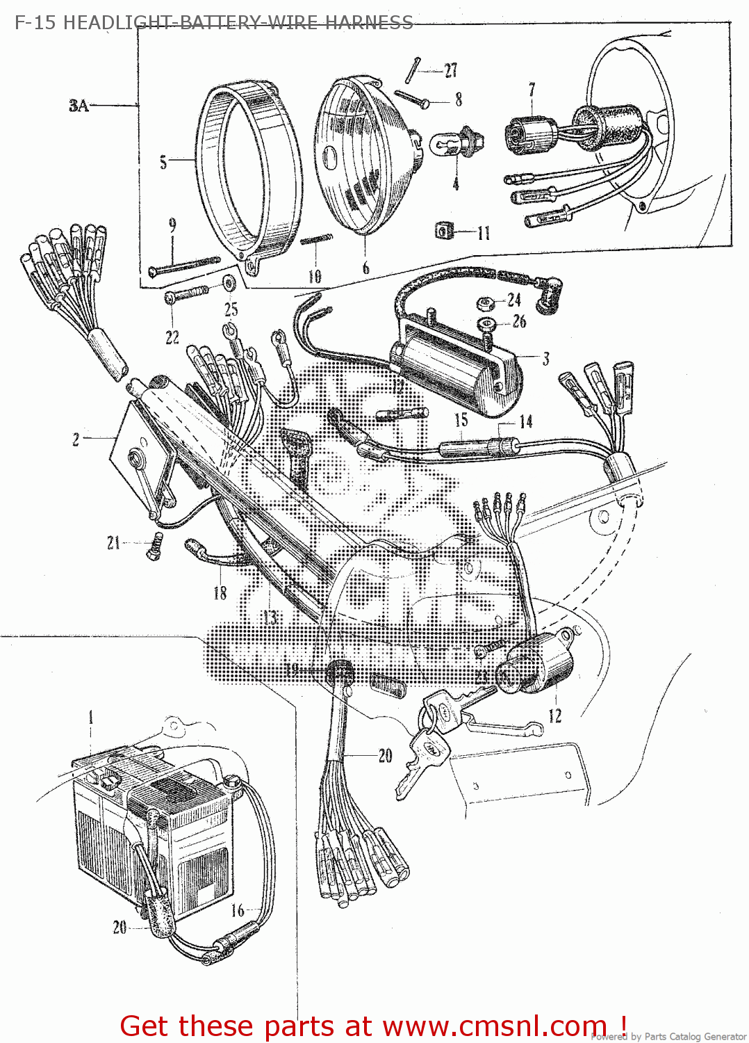 1078x1500 Honda C105t F 15 Headlight Battery Wire Harness - F 15 Sketch