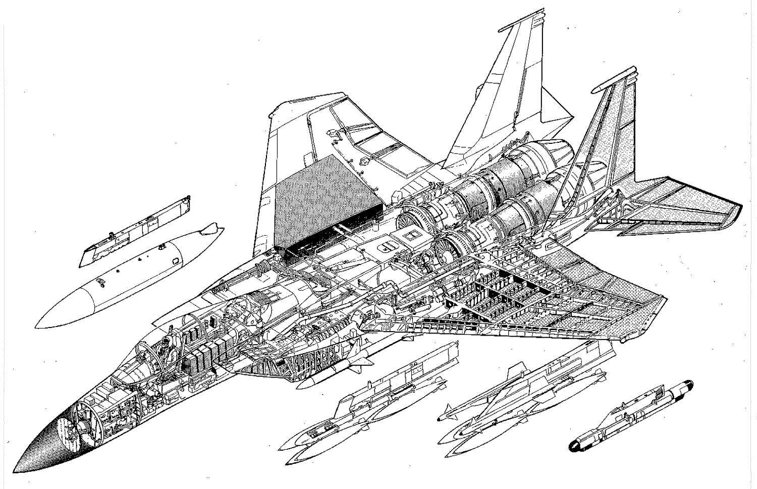 1500x969 Mcdonnell Douglas F 15 Eagle Blueprint - F 15 Sketch