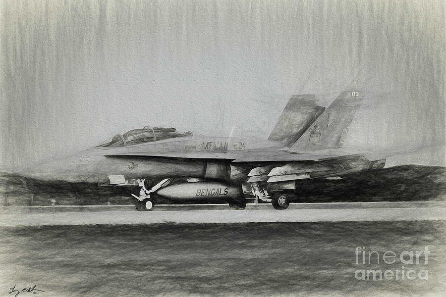 900x600 F 18 On The Ramp Sketch Digital Art By Tommy Anderson - F 18 Sketch