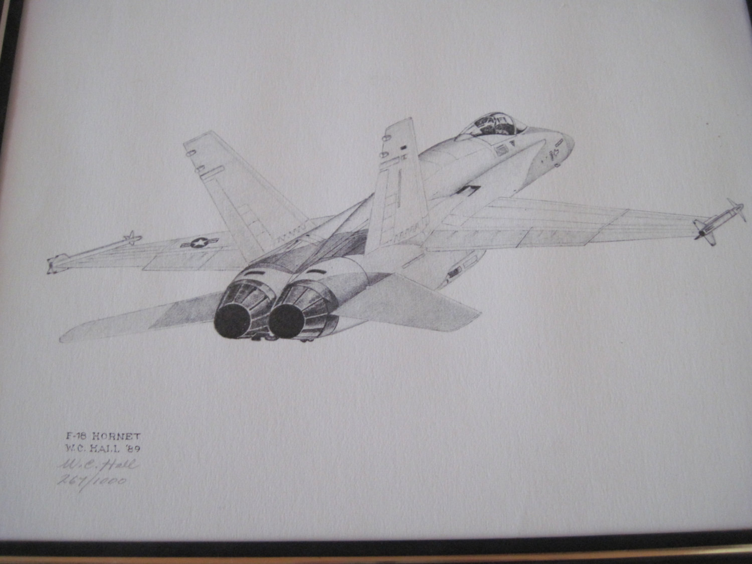 1500x1125 W.c. Hall Print Sketch Of F 18 Hornet Print 2671000, Vintage - F 18 Sketch