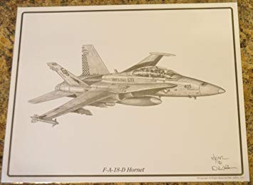 355x260 F A 18 D Hornet Fighter Jet Dale Adkins Art 11 X 14 - F 18 Sketch