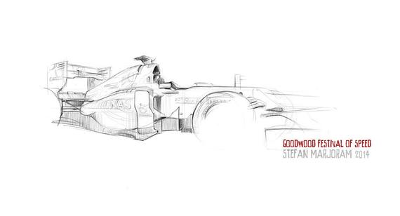 570x308 Mercedes F1 Car Original A3 Pencil Sketch Etsy - F1 Car Sketch