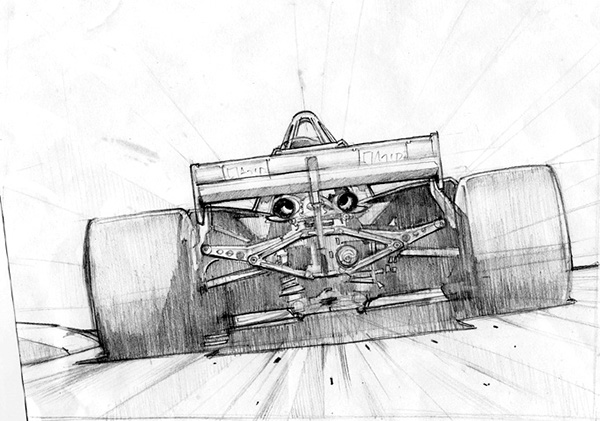 600x421 Formula 1 Paintings On Behance - F1 Sketch