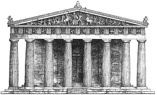 500x303 Parthenon Facade Sketch With Six Steps Asaf Braverman - Facade Sketch