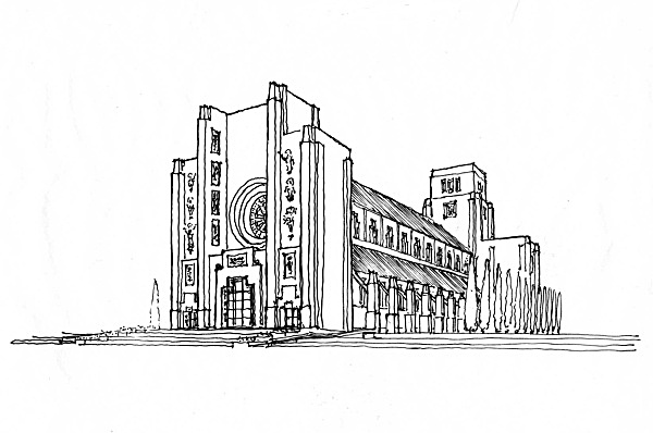 600x398 West Facade Sketch View - Facade Sketch
