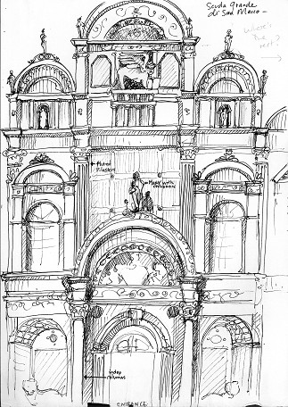 323x456 Sketch Of Facade In Venice - Facade Sketch