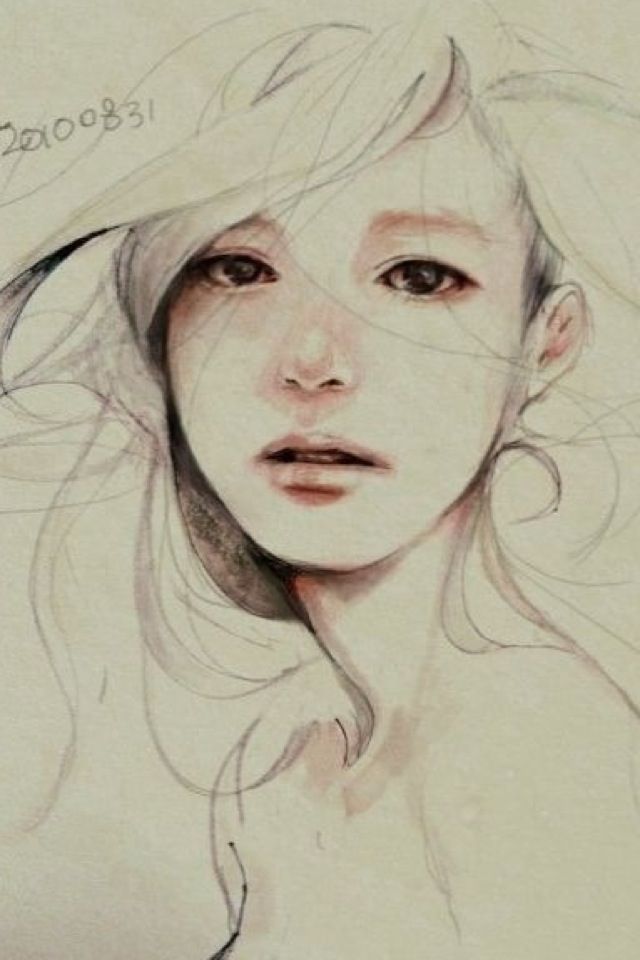 640x960 Sad Girl Drawing, Pencil, Sketch, Colorful, Realistic Art Images - Face Art Sketch