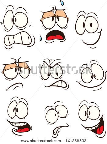 351x470 Cartoon Faces. Vector Clip Art Illustration. Each On A Separate - Face Cartoon Sketch