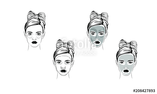 500x300 Patches Under The Eyes Of A Mask, Sketch Of Cosmetics, How To - Face Mask Sketch