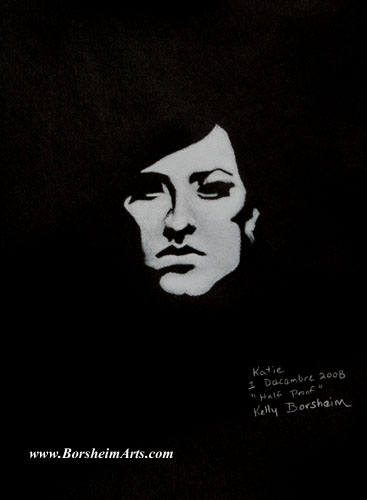 367x500 Human Face In Darkness Pastel Painting - Face Painting Sketch