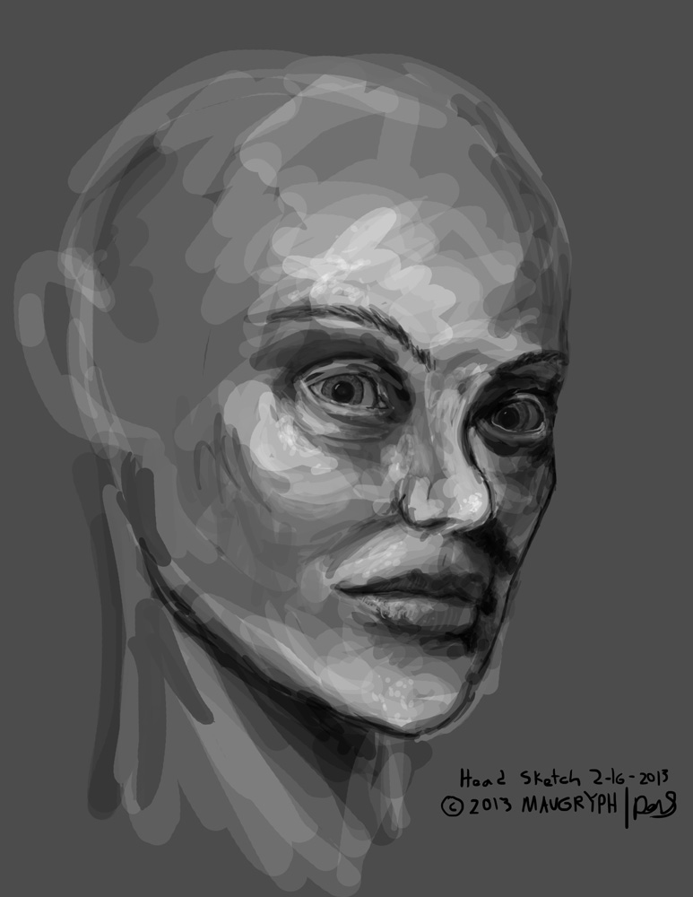 773x1000 Tonal Drawing Maugryph - Face Painting Sketch