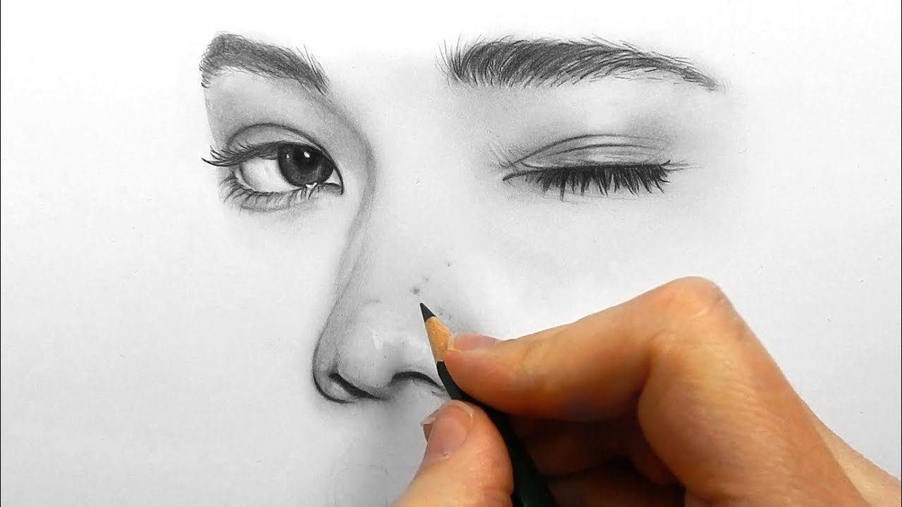 1280x720 Drawing, Shading And Blending A Minimalistic Face With Graphite - Face Pencil Sketch