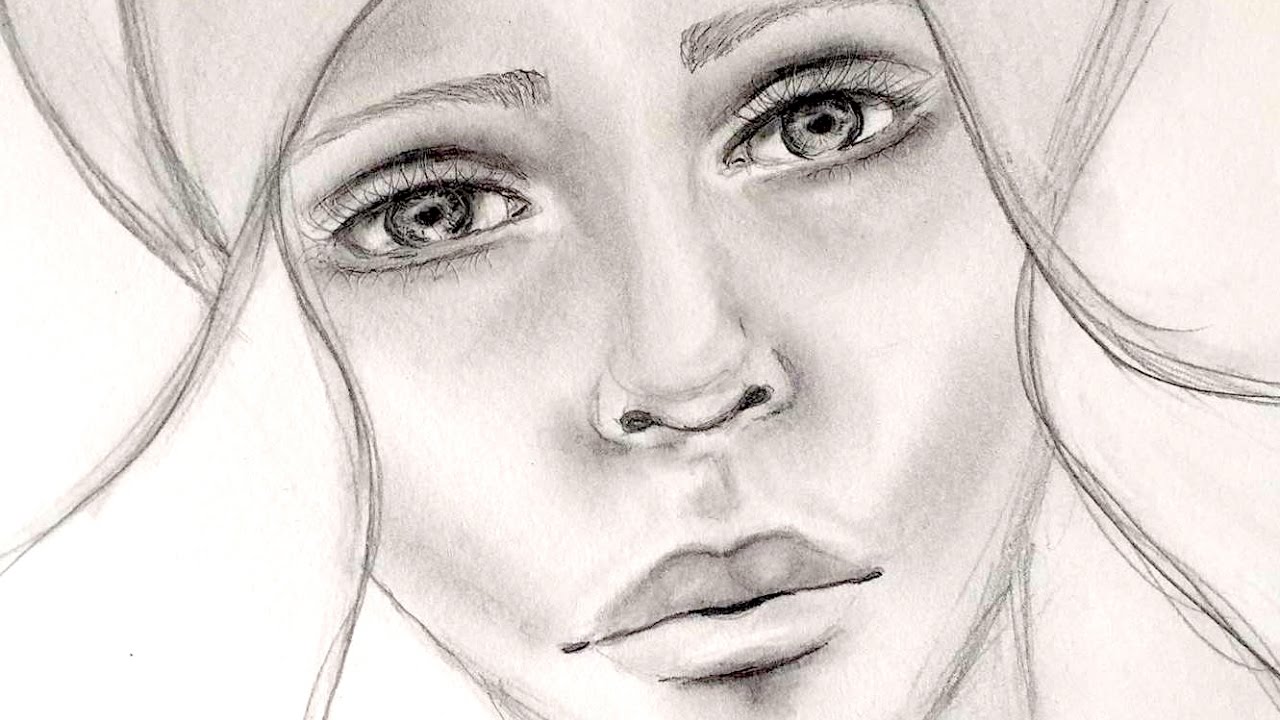 1280x720 Face Pencil Drawing - Face Pencil Sketch