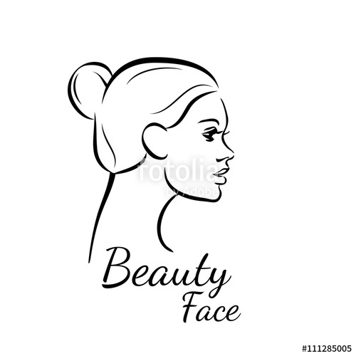 500x500 Beautiful Woman Face Profile Line Drawing Isolated On White - Face Profile Sketch