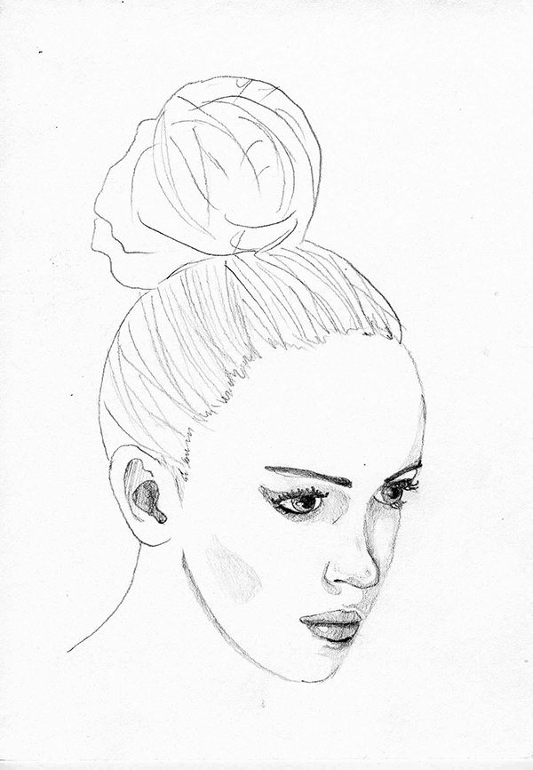 600x866 Woman Face Sketch On Behance - Face Sketch