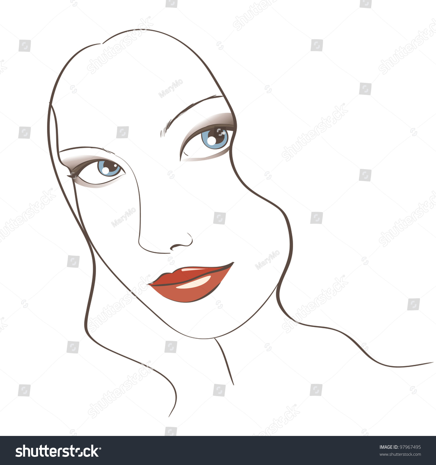 1500x1600 Face Sketch For Makeup Face Sketch Make Stock Vector 97967462 - Face Sketch Makeup