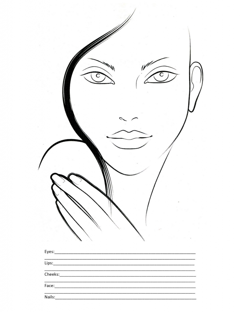 791x1024 Make Up Face Drawing Face Sketches For Makeup Face Drawing Mouth - Face Sketch Makeup