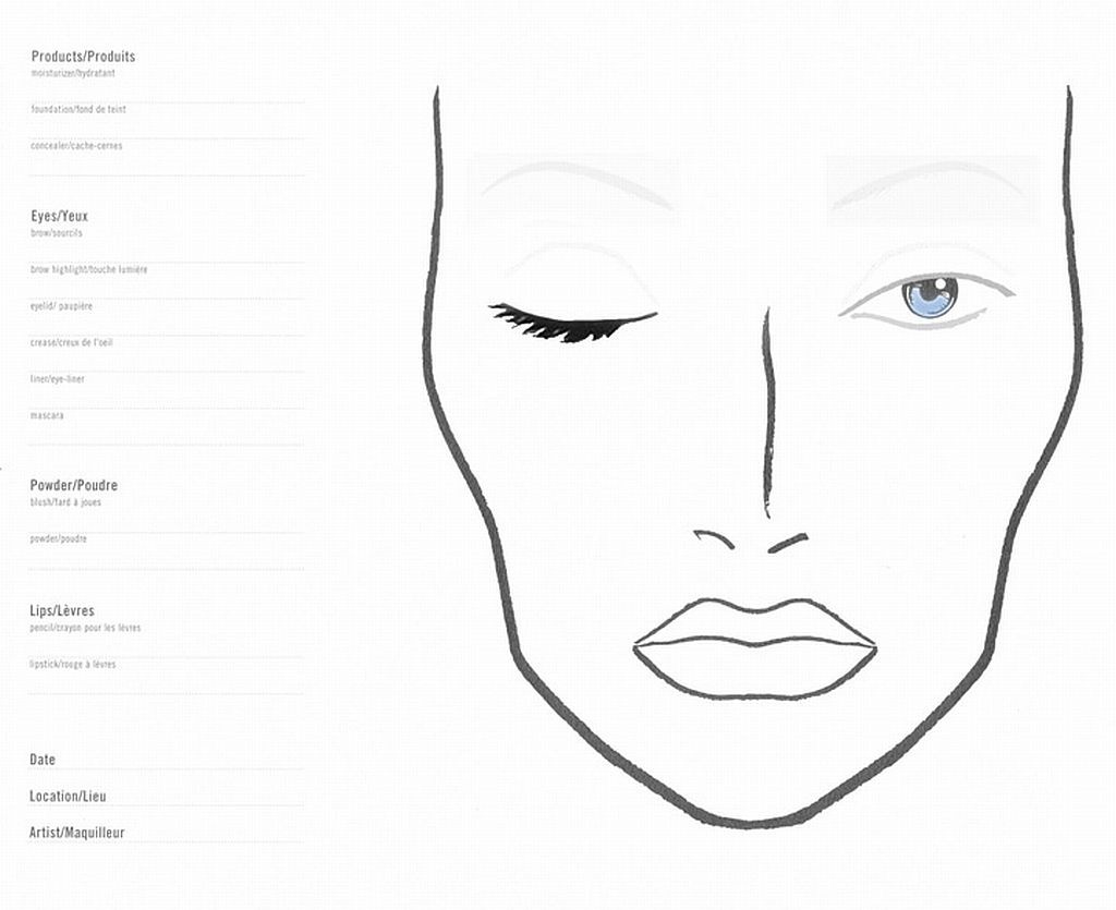 1024x835 Makeup Chart - Face Sketch Makeup