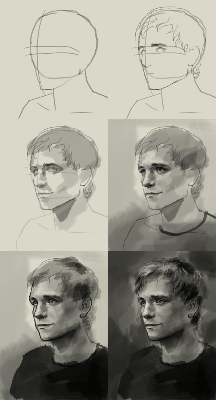 700x1296 How To Draw Peeta Mellark Art Lesson Online Art - Face Sketch Online