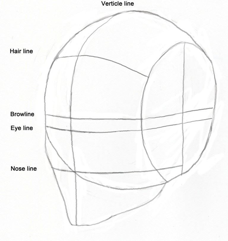 768x811 3 Quarter Guidelines Like Sketch - Face Sketch Template