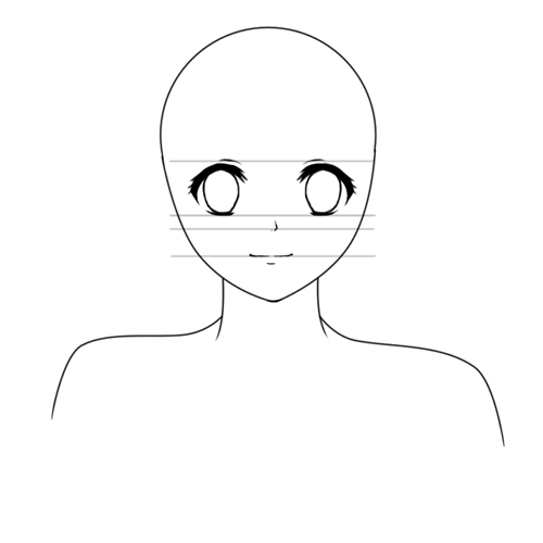 500x500 Creating A Vector Anime Character In Adobe Photoshop - Face Sketch Template