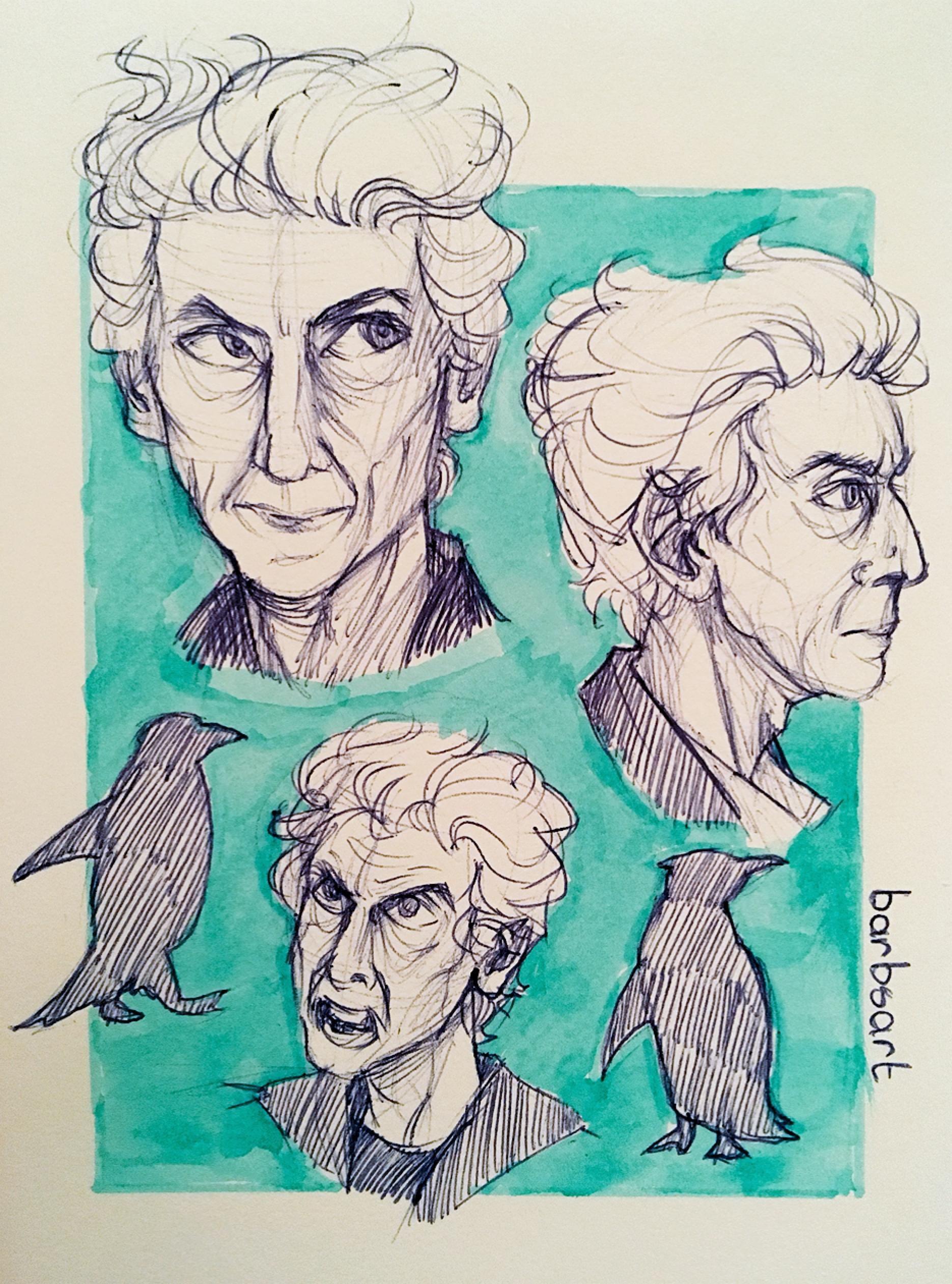 1870x2522 Face Study Sketches Of Peter Capaldi + Penguins! Doctorwho - Face Study Sketch