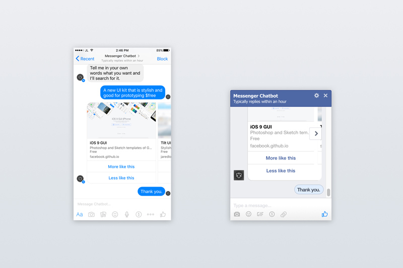 800x533 Facebook Messenger Ui Kit For Chatbots - Facebook Sketch