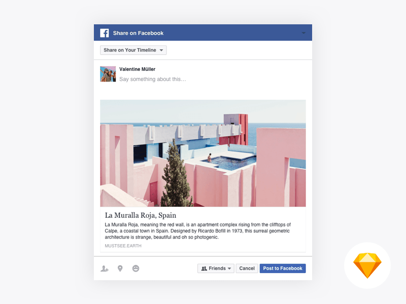 800x600 Facebook Web Share Dialog For Sketch Freebie - Facebook Sketch