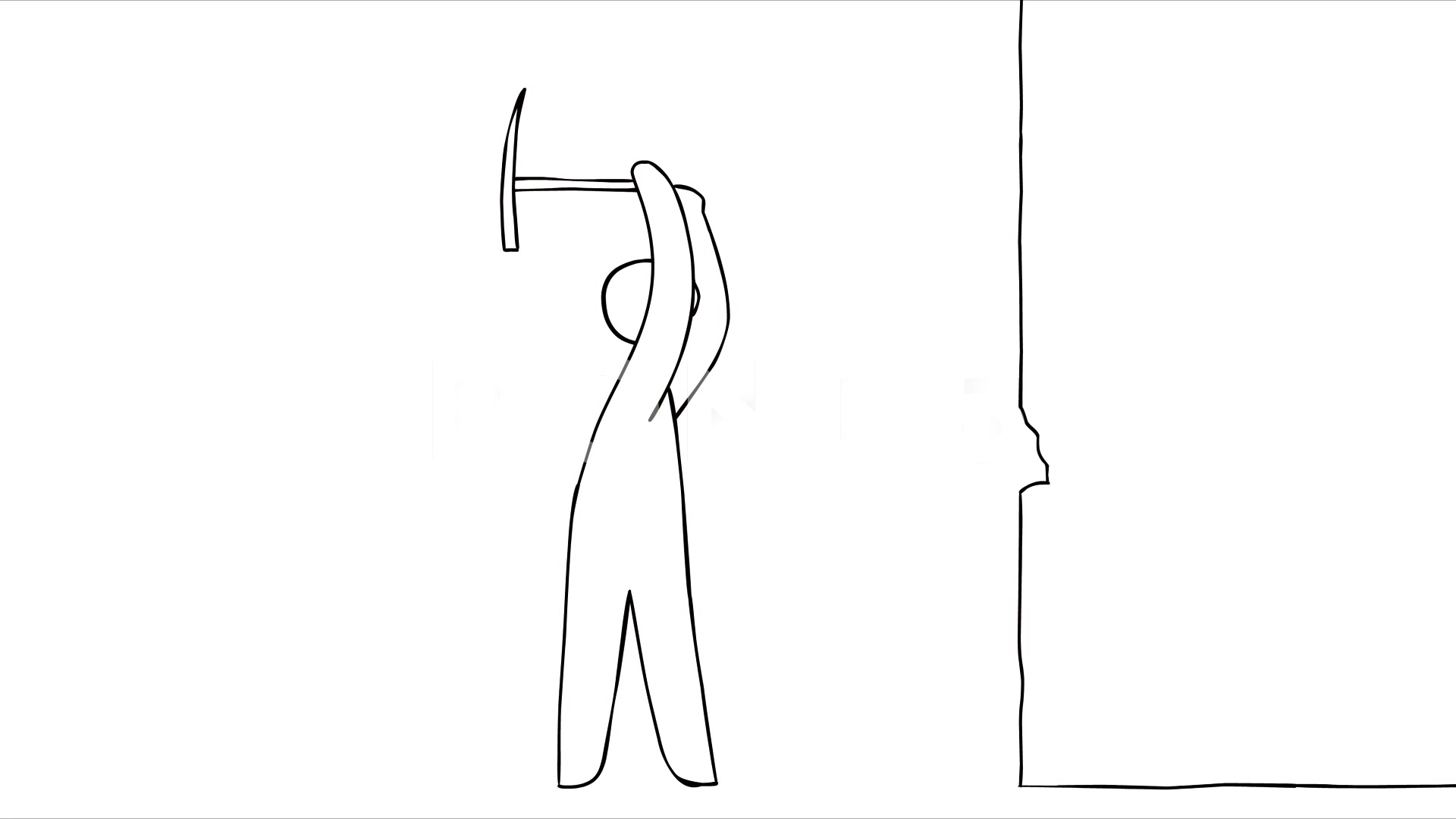 1920x1080 Sketch Running Faceless Man Pecking The Wall With A Pick ~ Hi Res - Faceless Sketch