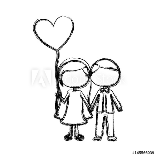 500x500 Monochrome Sketch Of Caricature Faceless Couple And Him In Formal - Faceless Sketch